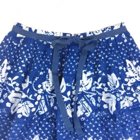 GAP Skirt 100% Linen Pleated Floral Flowers Bow Spring Prairie Natural Fibers 4 - Picture 2 of 8